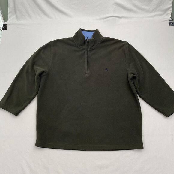 Brooks Brothers 346 Sweater Fleece Jacket Mens XL Green 1/4 Zip Pullover Preppy - Picture 1 of 9